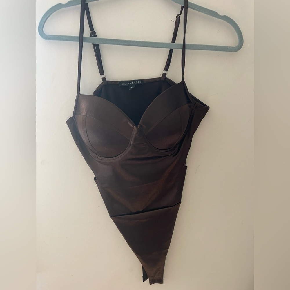 Haute Monde brown bodysuit with paddled bra